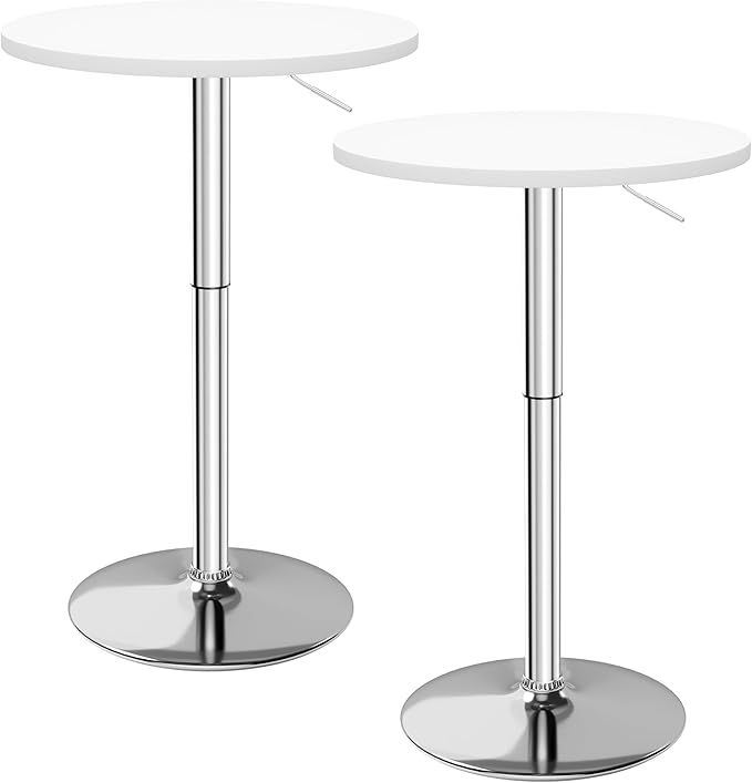 Flamaker Round Bistro Pub Table 23.6 Inch Height Adjustable 360° Swivel Bar by Flamaker