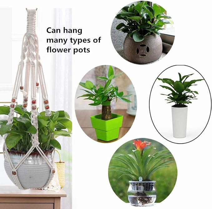 Belit 2 Pack Macrame Plant Hangers Indoor Hanging Planter Basket Decorative - Image 5