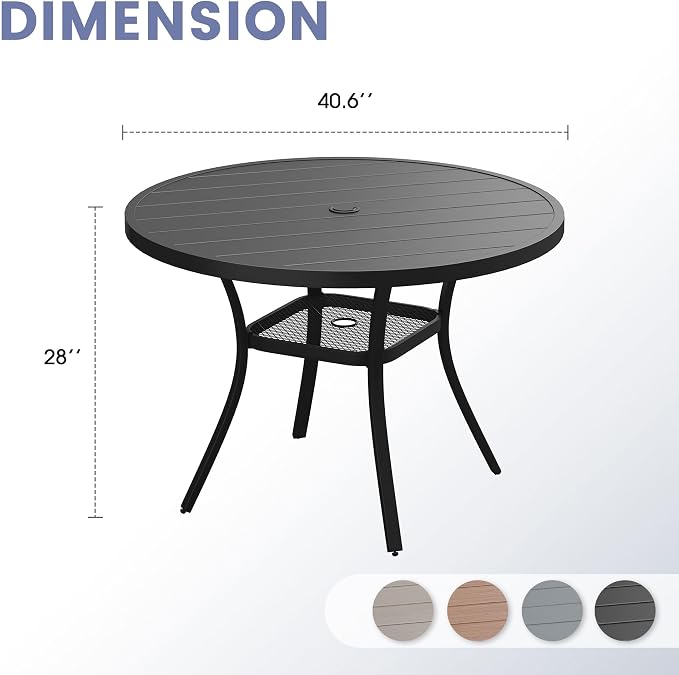 VICLLAX 40.6" Round Patio Table, Outdoor Dining Table - Image 3