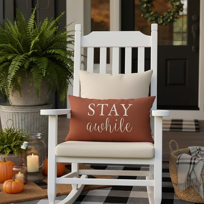 PANDICORN Welcome to Our Porch Stay Awhile Outdoor Lumbar Decorative Throw - Image 3