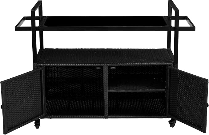 VINGLI Wicker Outdoor Bar Cart - Image 4
