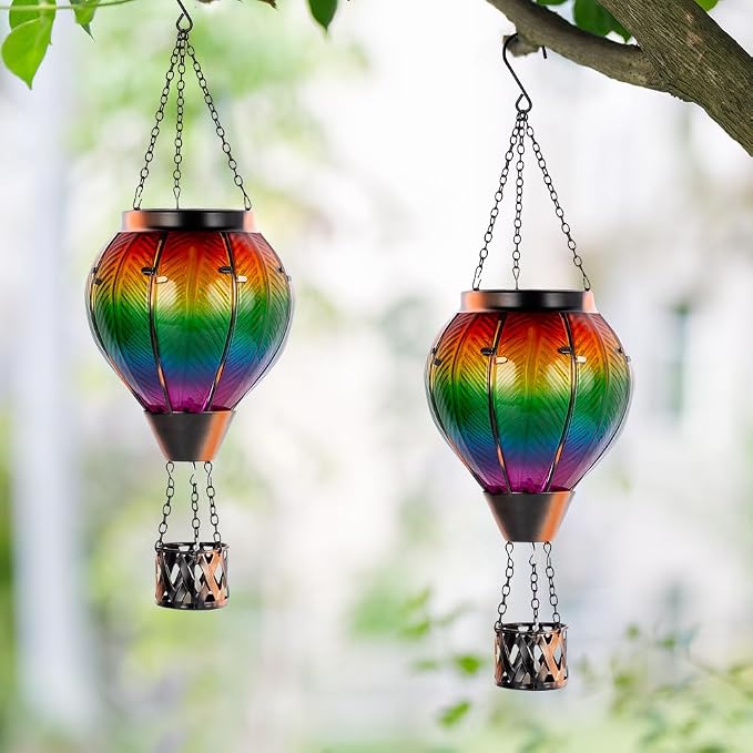 Starsoul 2PCS Hot Air Balloon Solar Lantern Colorful Solar Hot Air Balloon - Image 3