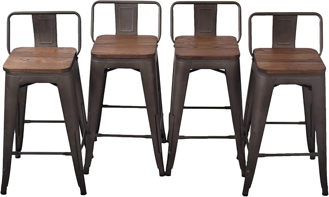 Changjie Furniture 26 Inch Bar Stools Set of 4 Industrial Metal Barstools - Image 4
