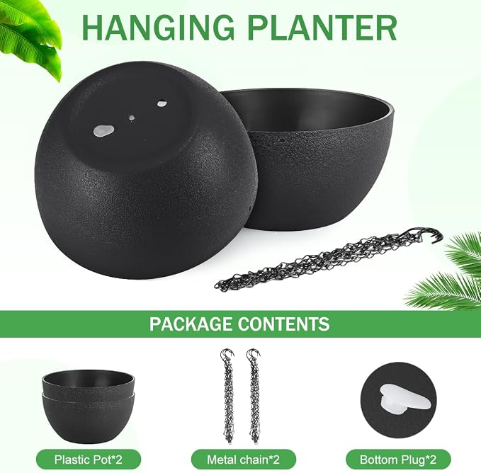 10 inch Hanging Planters for Indoor Plants, 2 Pack Planters for Outdoor Plants - Image 4