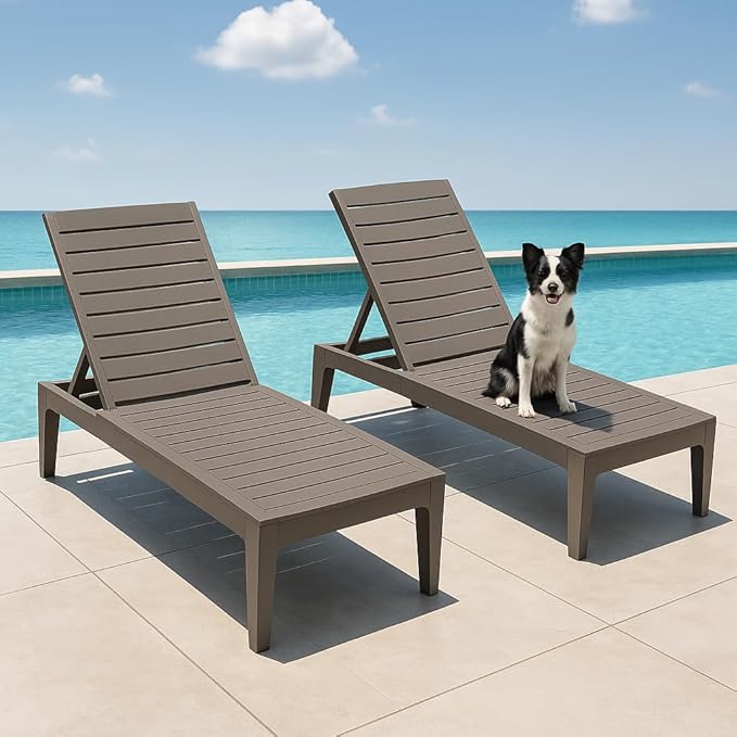 Outdoor Chaise Lounge Set of 4, Lightweight Patio Chairs, Waterproof Sun - Image 6