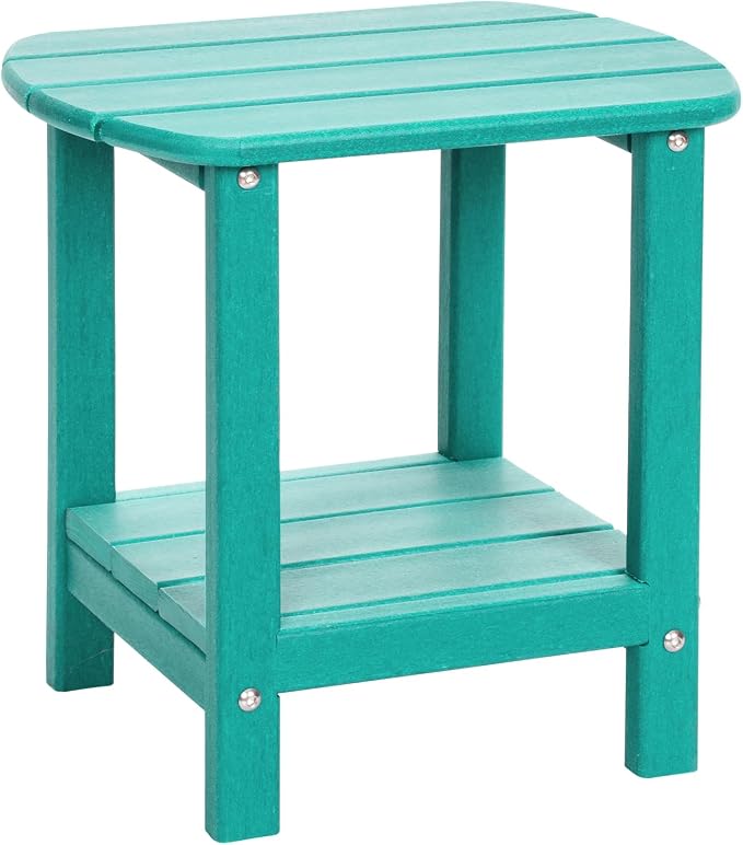 Adirondack Outdoor Side Table, 16.5” HDPE Small Patio Table by LOENIY