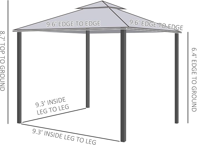 Outsunny 9.6' x 9.6' Patio Gazebo, Outdoor Canopy Shelter - Image 7