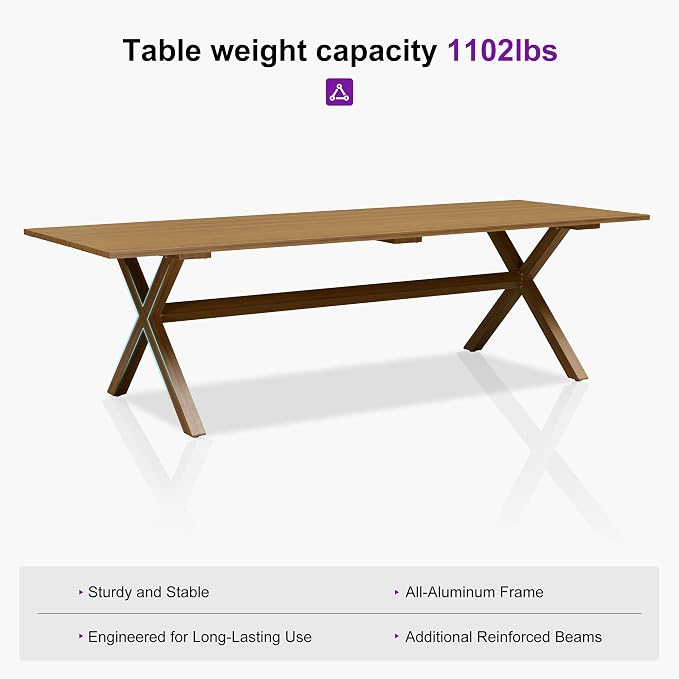 PURPLE LEAF Outdoor Dining Set for 10 All-Weather Aluminum 11 Piece Furniture - Image 8