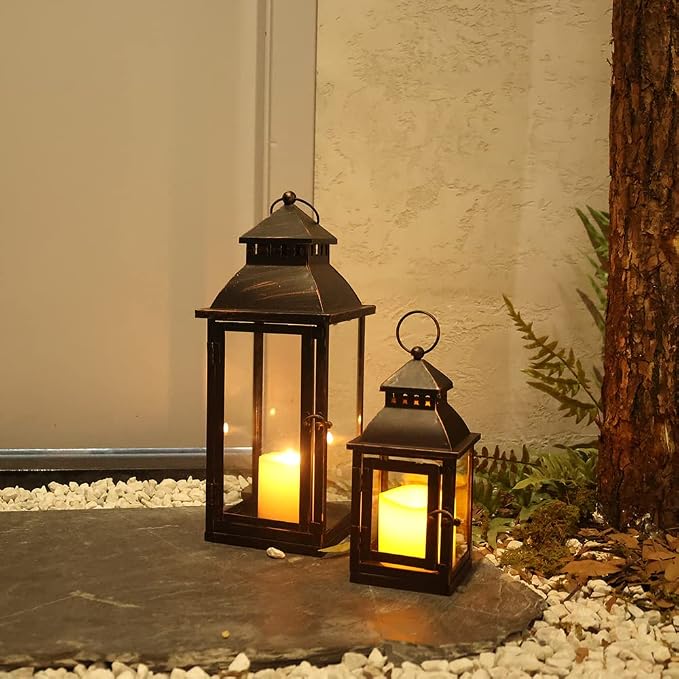 NEEDOMO Bronze Metal Lanterns Decorative Outdoor & Indoor, Candle Holder - Image 6