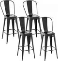 Giantex Metal Bar Stools Set of 4, Rubber Feet, Industrial Stackable Barstools by Giantex