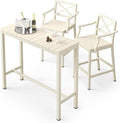 Outdoor Bar Height Table and Chairs Set, 3 Piece Patio Pub Bar Set by COZYMAN
