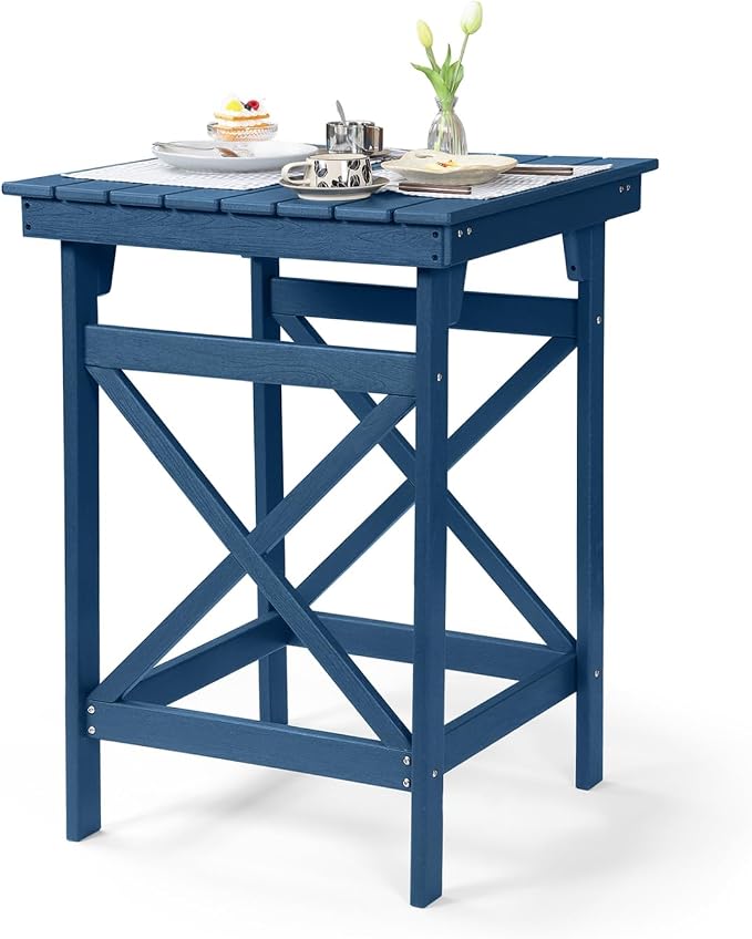 HDPE Outdoor Bar Table, All Weather HDPE High Top Pub Table, Square HDPE Patio by SeeHill