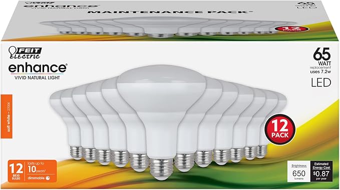 Feit Electric BR30 LED Light Bulb, 65W Equivalent, 650 Lumens, E26 Standard Base - Image 2