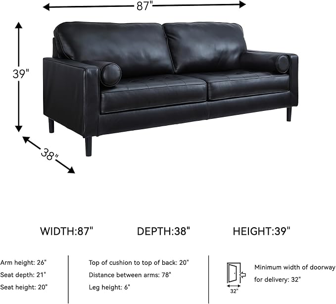 Signature Design by Ashley Bryceview Contemporary Leather Match Tufted Sofa - Image 3