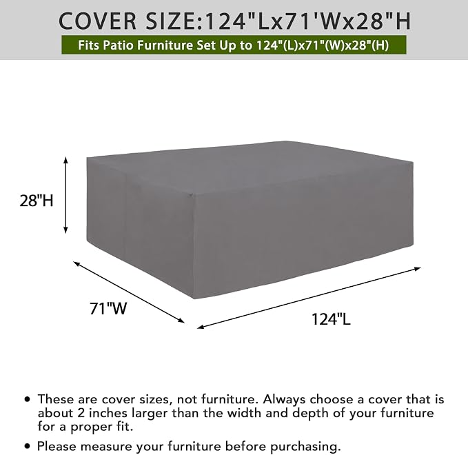 Easy-Going 600D Heavy Duty Patio Furniture Cover, Outdoor Rectangular Table and - Image 2