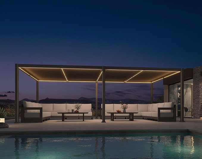 PURPLE LEAF 11' x 23' Outdoor Louvered Pergola Aluminum Pergola by PURPLELEAF