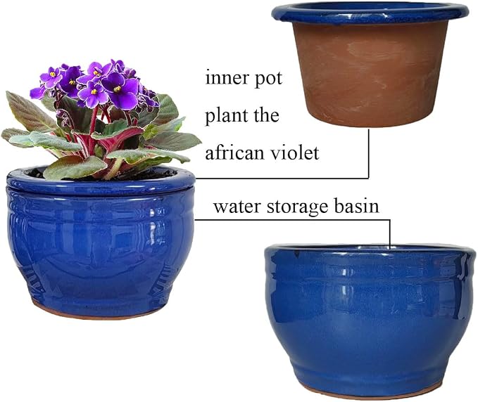 African Violet Pots Self Watering Round Ceramic Violet Pot - Image 4