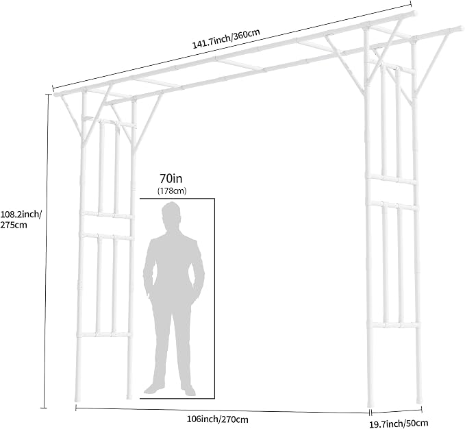 Flat Top Garden Arch Trellis 11FT x 9FT, Extra Large Garden Trellis - Image 3
