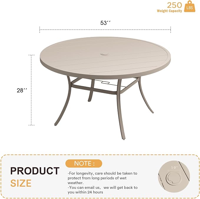 VICLLAX 53" Outdoor Round Patio Table - Image 3