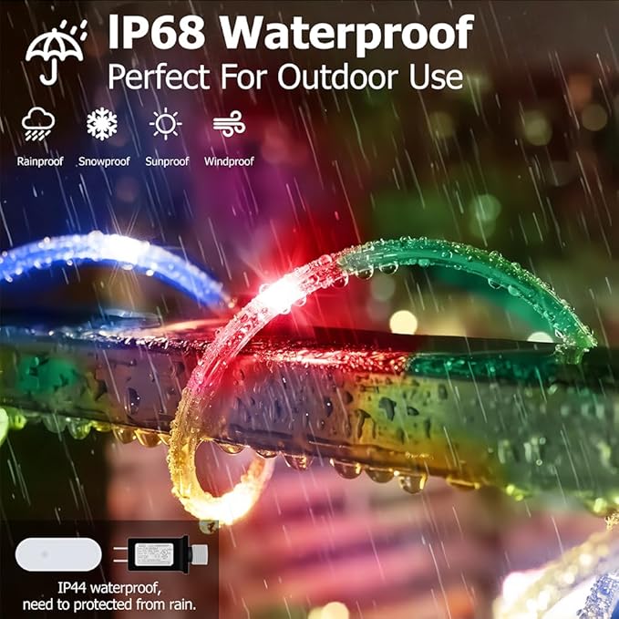 50ft Outdoor Rope Light, IP68 Waterproof 25 Color Changing String Lights - Image 6