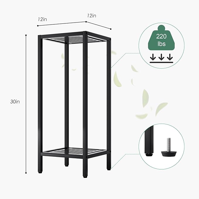 Zhongma 2 Tier 30" Tall Indoor Outdoor Plant Stand, 12 L x 12 W x 30 H inch - Image 7