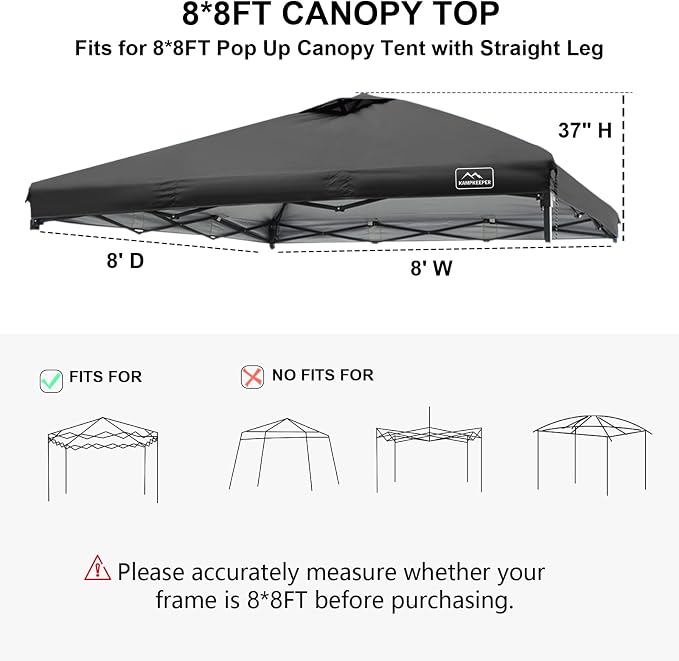KAMPKEEPER Replacement Top Pop Up Canopy Tent Cover Roof - Image 2