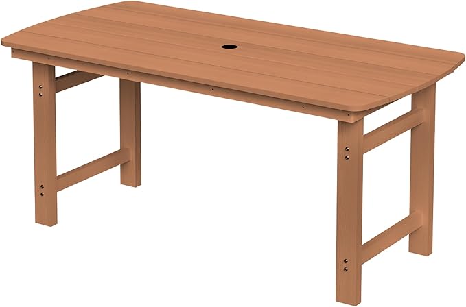 Outdoor Rectangle Dining Table, Heavy-Duty HDPE Table by Suunyn