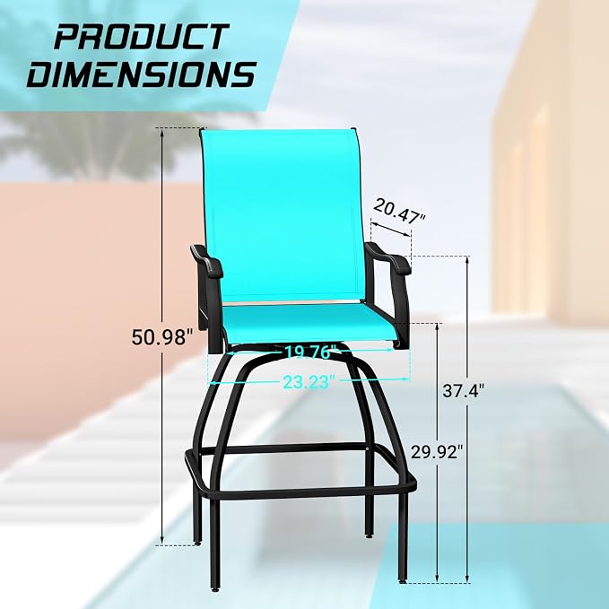 LEVELEVE Patio Bar Set 6pcs Swivel Bar Stools Outdoor Bistro Textilene - Image 3