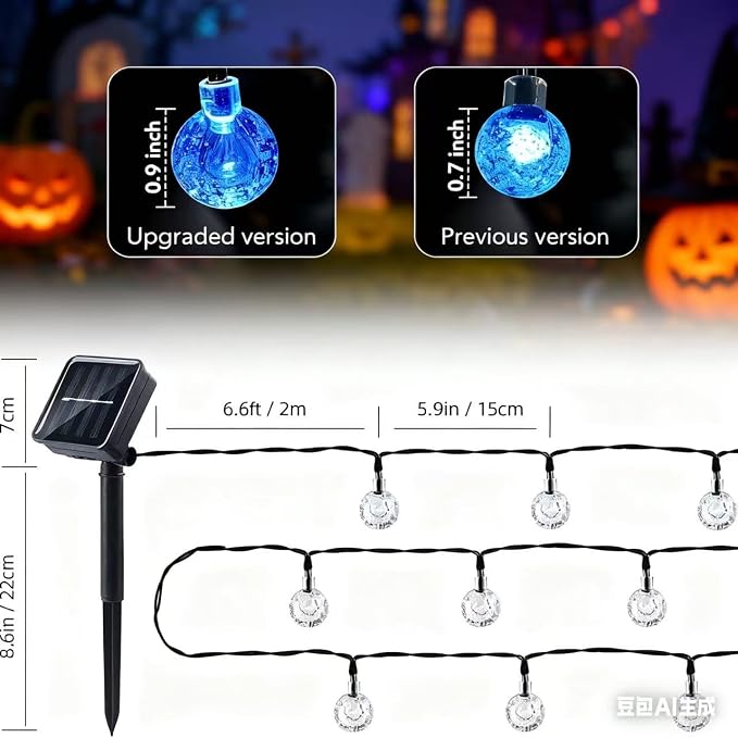 20 LED Decorations Crystal Globe Solar String Extra-Bright Outdoor Lights - Image 2