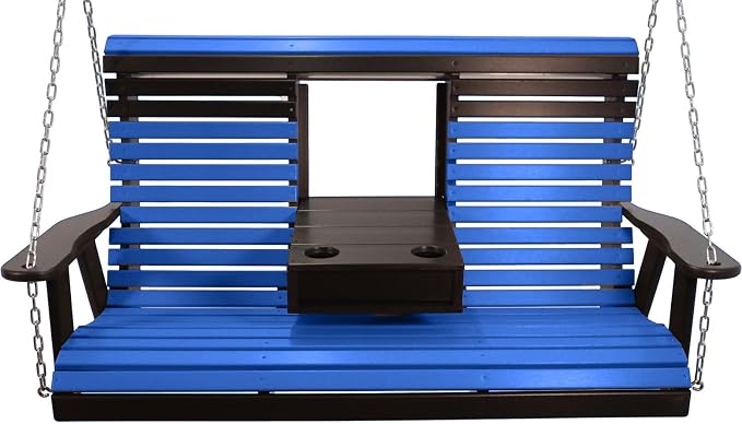 5FT Blue Flip-Cup ROLLBACK Porch Swing Bench, Amish-Made Poly Lumber Wood by Unknown