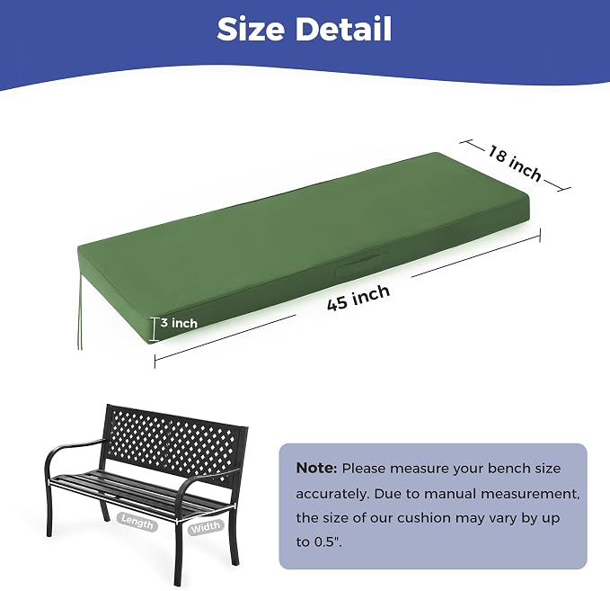 Outdoor Bench Cushions for Outdoor Furniture, Waterproof Bench Pillow, Fade - Image 5