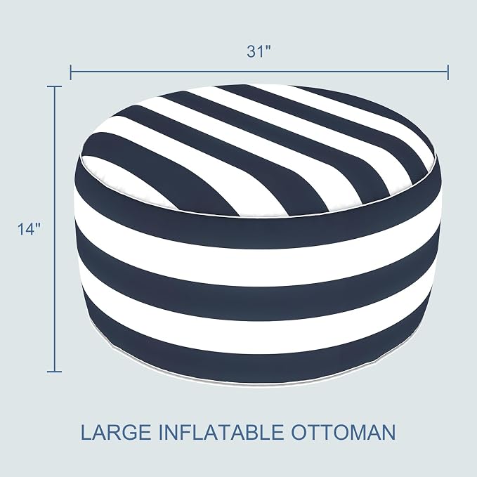 LVTXIII Indoor/Outdoor Extra Large Inflatable Ottoman Pouf D31 x H14 Inch - Image 3