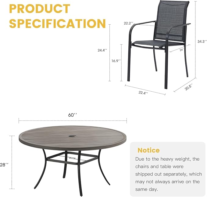 VICLLAX Large Patio Dining Furniture Set, Outdoor Dining Set - Image 2