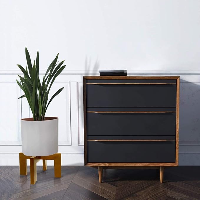 Wood Plant Stand, Mid Century Modern Planter Stand Rattan Flower Pot Stand - Image 4