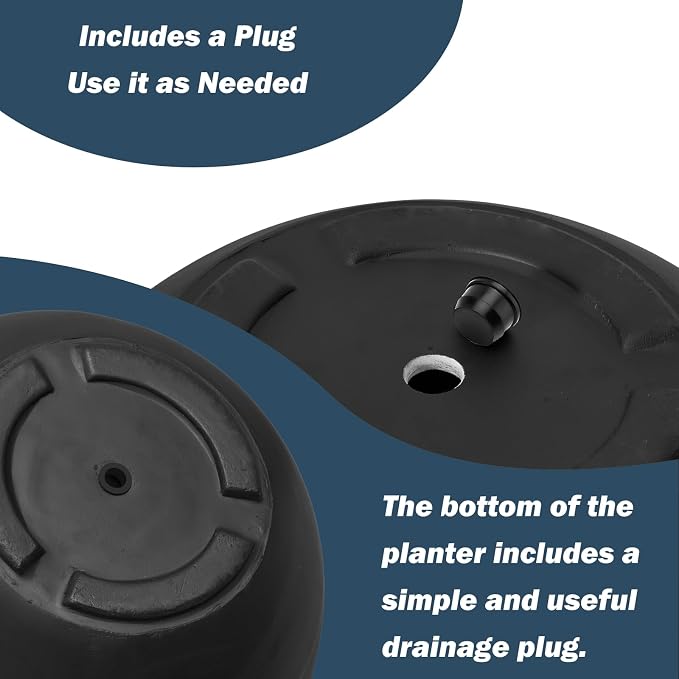 Large Round Planter with Drainage Hole, 13.7''H × 17.7''D Sphere Planter Indoor - Image 3