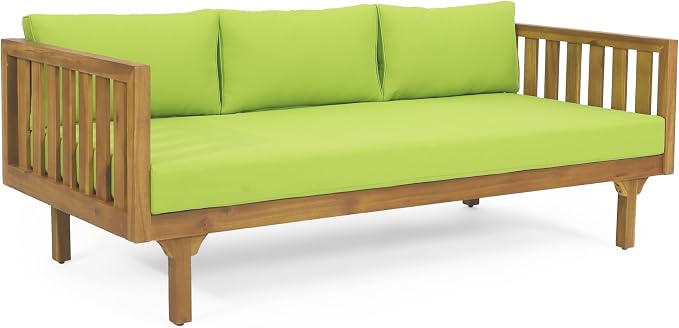 Merax Outdoor 3 Seater Daybed, Acacia Wood Day Bed Couch Sofa by Merax