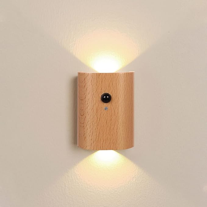LANDGOO White Ash Wood Night Light Step Light by LANDGOO