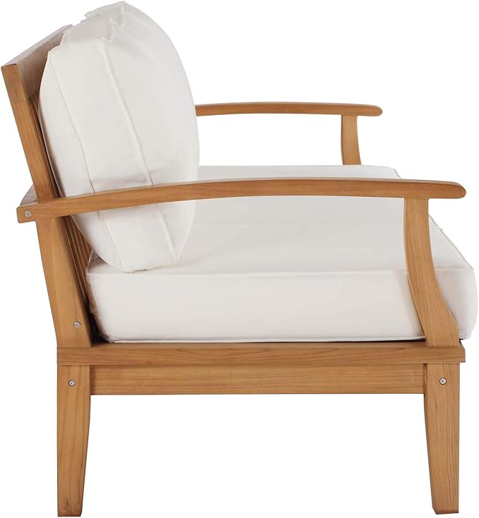 Modway Marina Outdoor Patio Teak Sofa in Natural White - Image 4