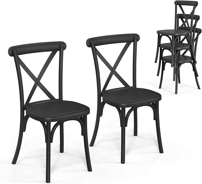 VINGLI Plastic Outdoor Dining Chairs Set of 2, Stackable Patio Dining Chairs by VINGLI