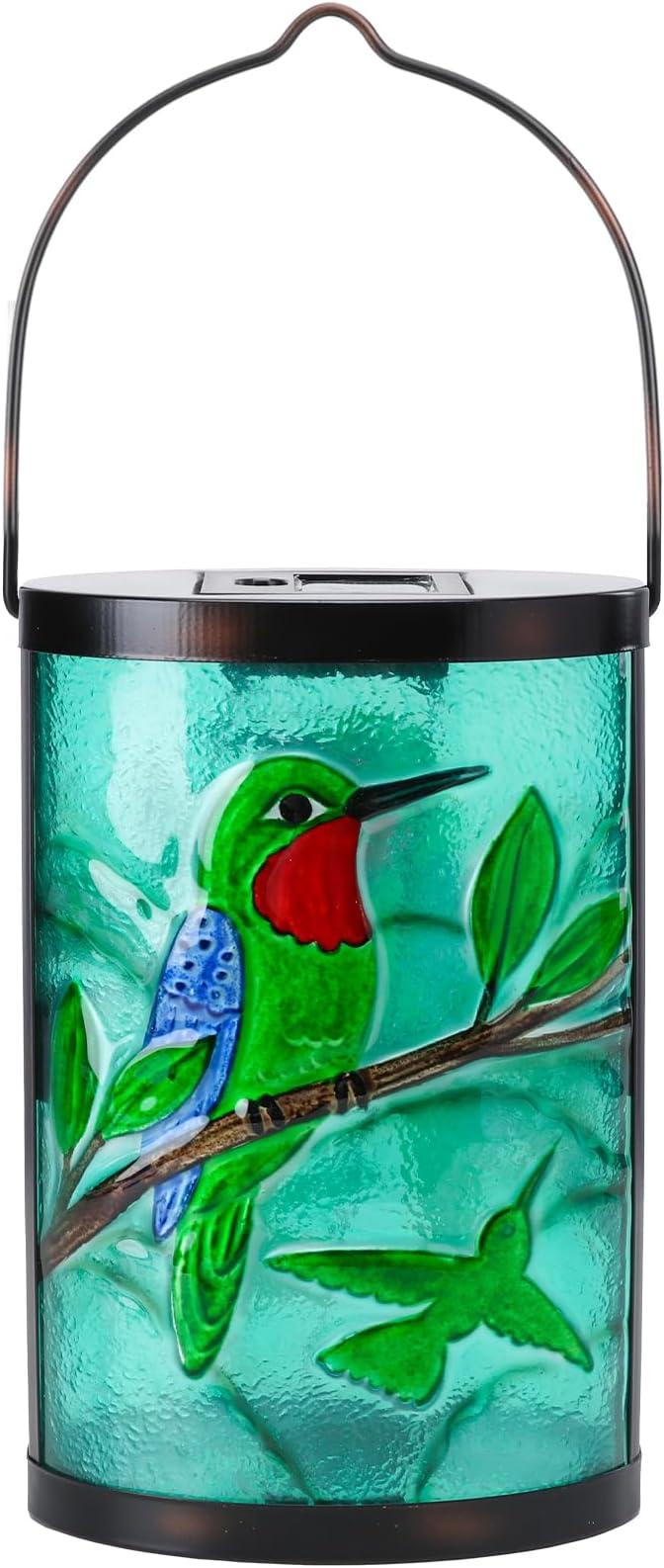 Hanging Solar Lantern Outdoor Waterproof Hummingbird Solar Lights Glass by MUMTOP