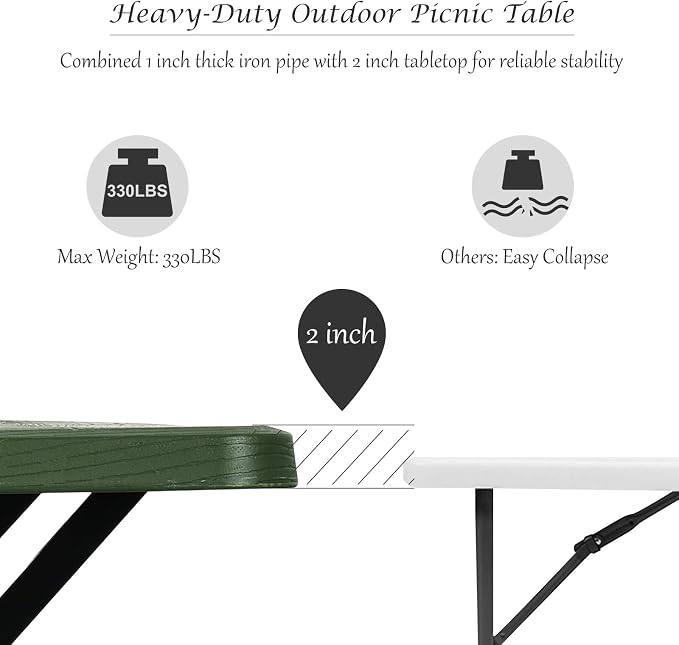 Giantex Picnic Table Bench Set Outdoor Camping All Weather Metal Base Yard Pool - Image 6