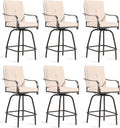 Patio Swivel Bar Stools Set of 6, Outdoor Bar Height Swivel Chairs by STRPRETTYBASIC
