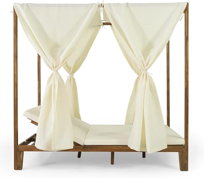 Solid Acacia Wood Daybed for Patio, Outdoor Double Sunbed - Image 2