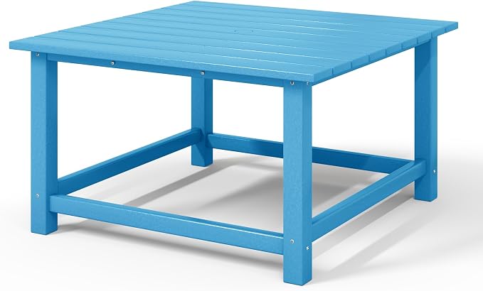 WestinTrends Malibu Low Outdoor HDPE Square Patio Coffee Table, Pacific Blue - Image 9