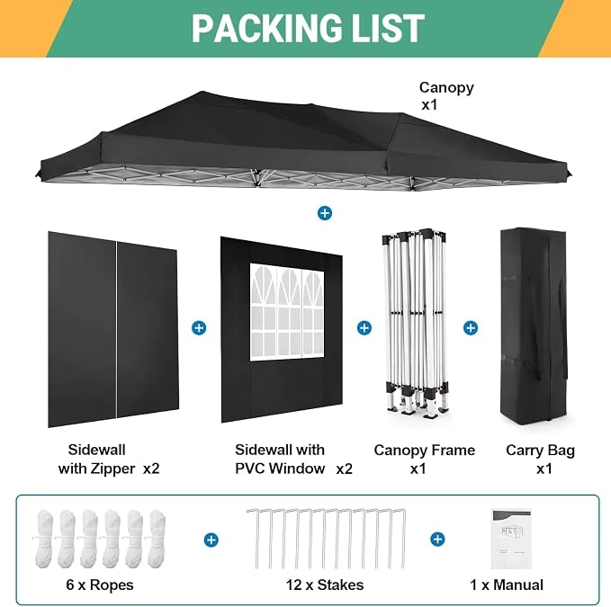 COBIZI 10x20 Pop Up Canopy Tent Commercial Instant Shelter - Image 6