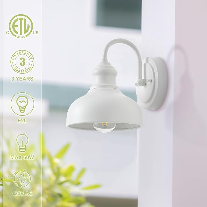 7 Inch Dome Outdoor Gooseneck Lighting Fixture, Exterior Small Porch Light - Image 2
