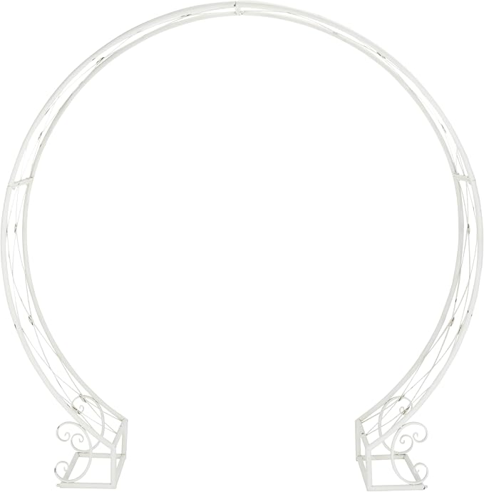 SAFAVIEH Outdoor Collection Mizell Antique White Lattice Wrought Iron Moon by SAFAVIEH