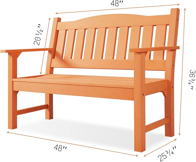 Psilvam 2-Person Outdoor Memorial Bench, All-Weather Poly Lumber Garden Bench - Image 3