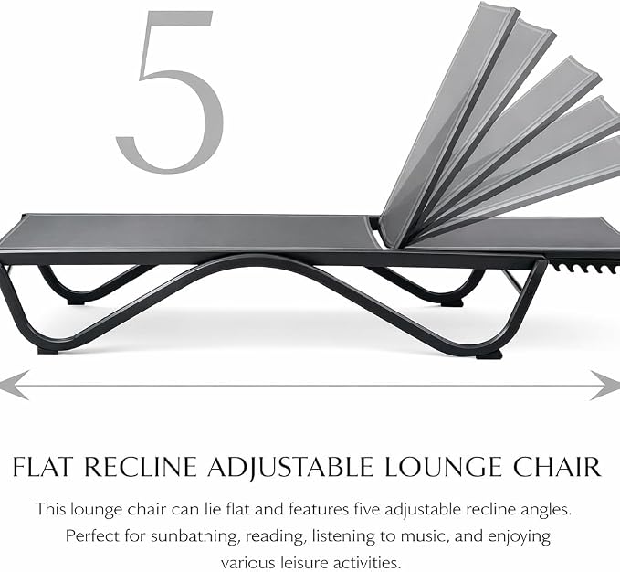 Kozyard Outdoor Chaise Lounge Chair, Full Flat Adjustable Patio Lounger - Image 4