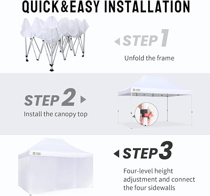 CROWN SHADES 10x15 Pop Up Canopy Tent, Thicken Frame Commercial Heavy Duty Tent - Image 5